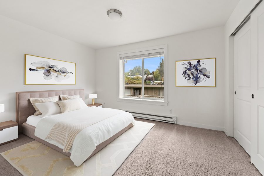 Bedroom with large window